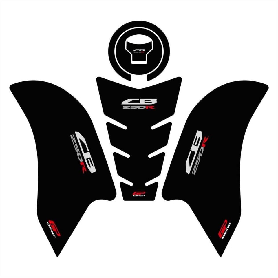 GP Kompozit Honda CB250R 2017-2024 Uyumlu Tank Pad Seti Siyah