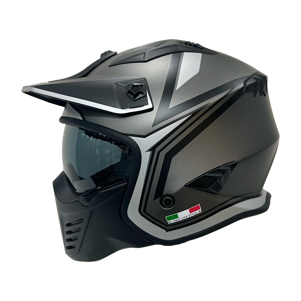 SWAY SW 726X TOKYO Titanium White Black Kask