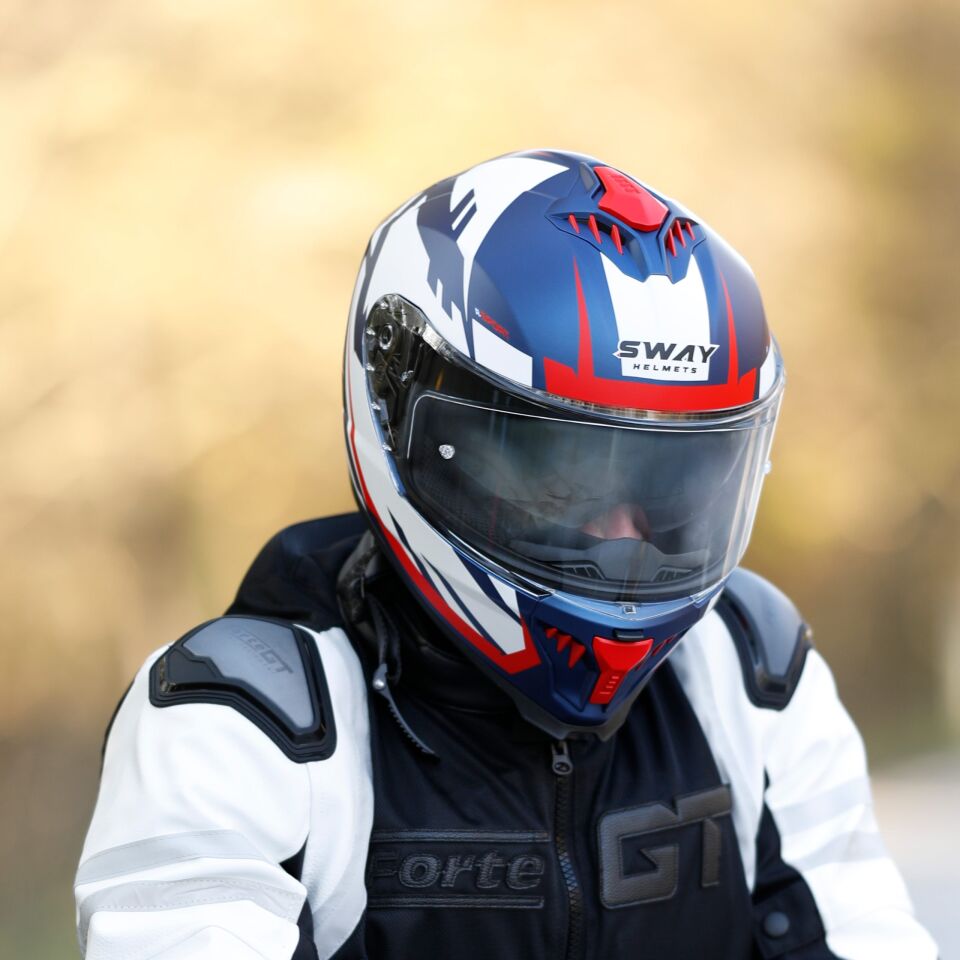 SWAY SW 865 ATOS Blue White Red Kask