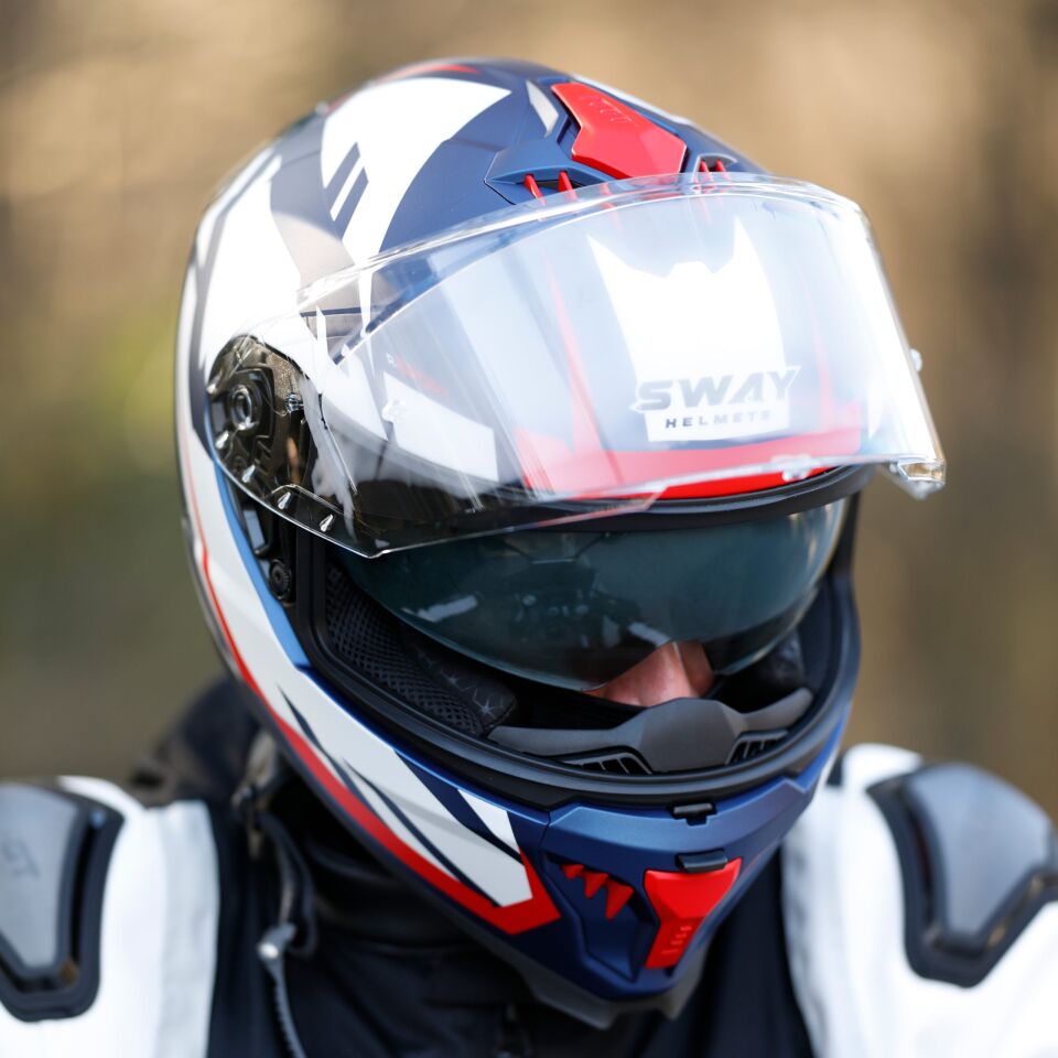 SWAY SW 865 ATOS Blue White Red Kask