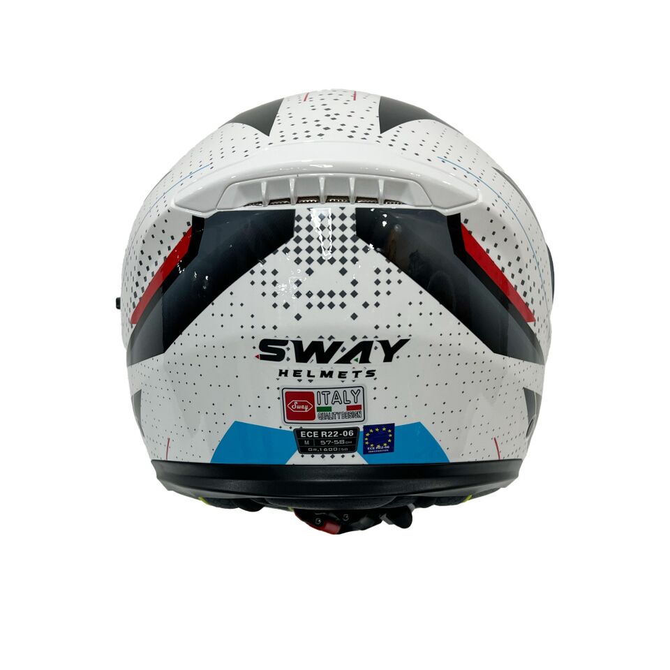 SWAY SW 917 FUSION White Black Red Çene Açılır Kask