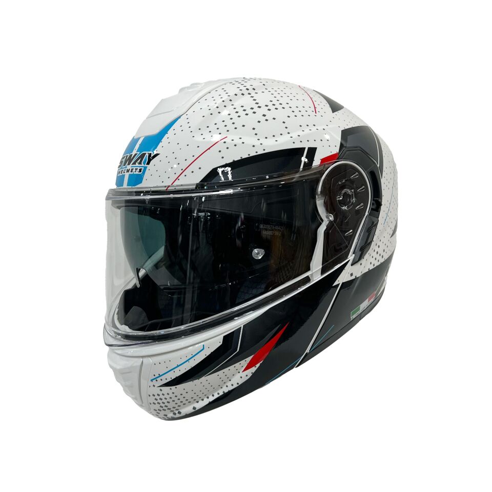 SWAY SW 917 FUSION White Black Red Çene Açılır Kask