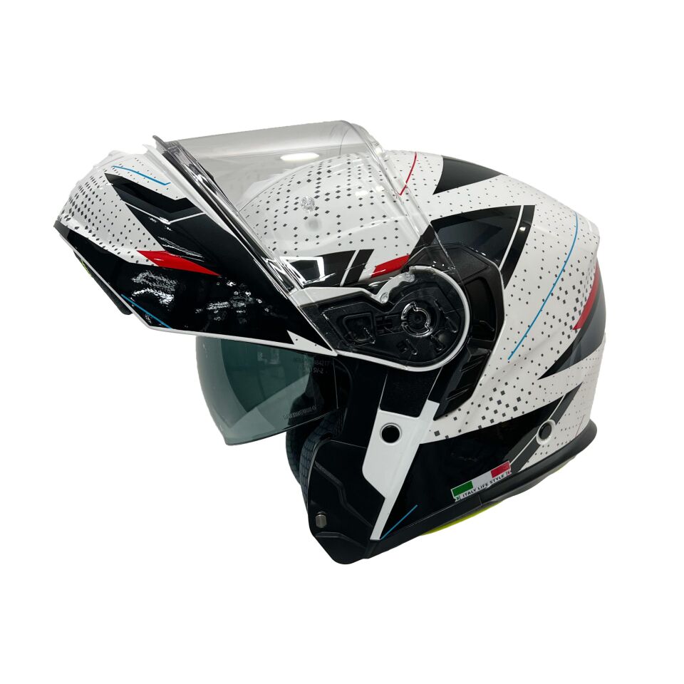 SWAY SW 917 FUSION White Black Red Çene Açılır Kask