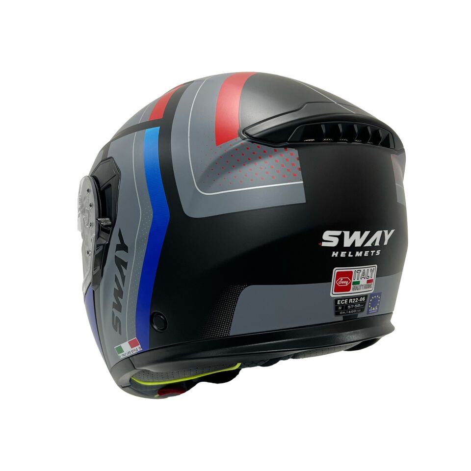 SWAY SW 917 KORE Black Titanium Blue Çene Açılır Kask