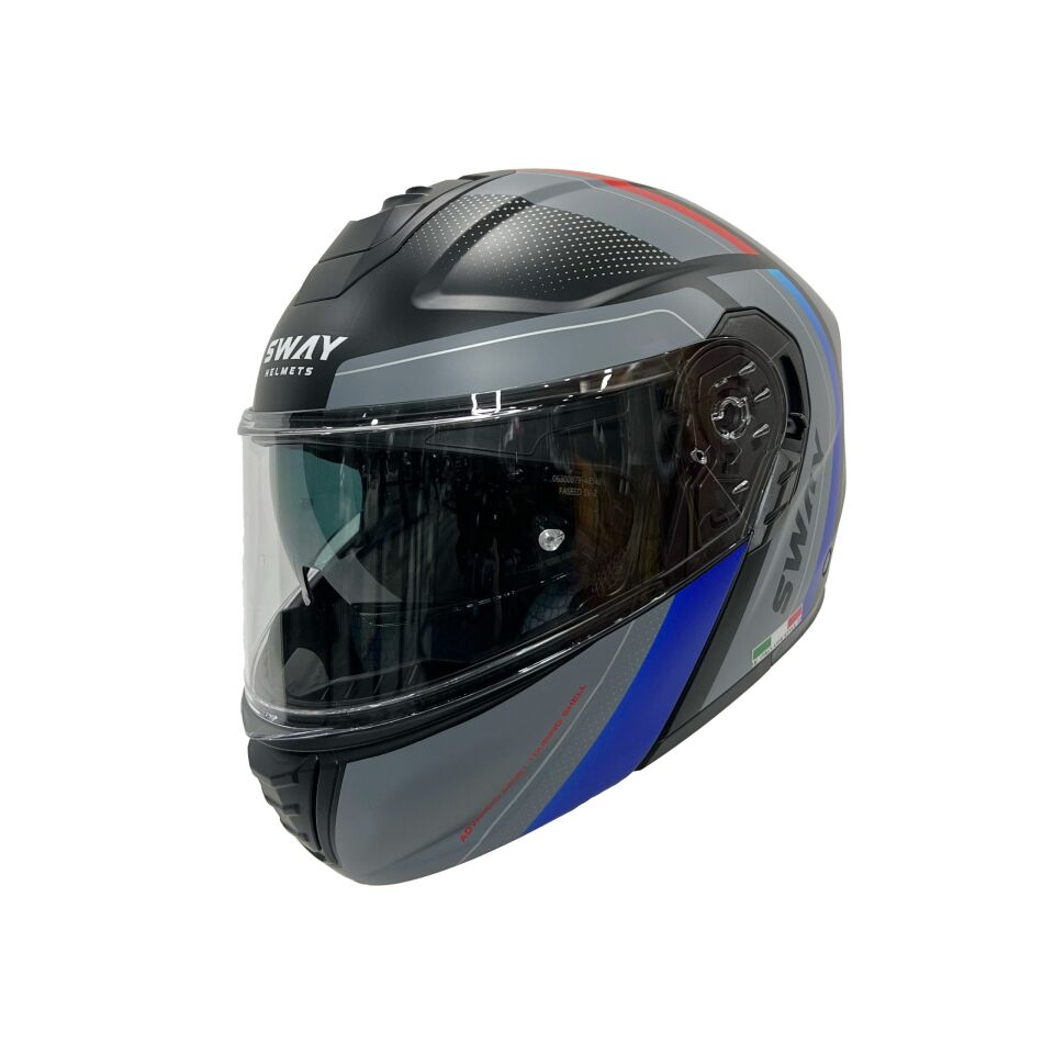 SWAY SW 917 KORE Black Titanium Blue Çene Açılır Kask