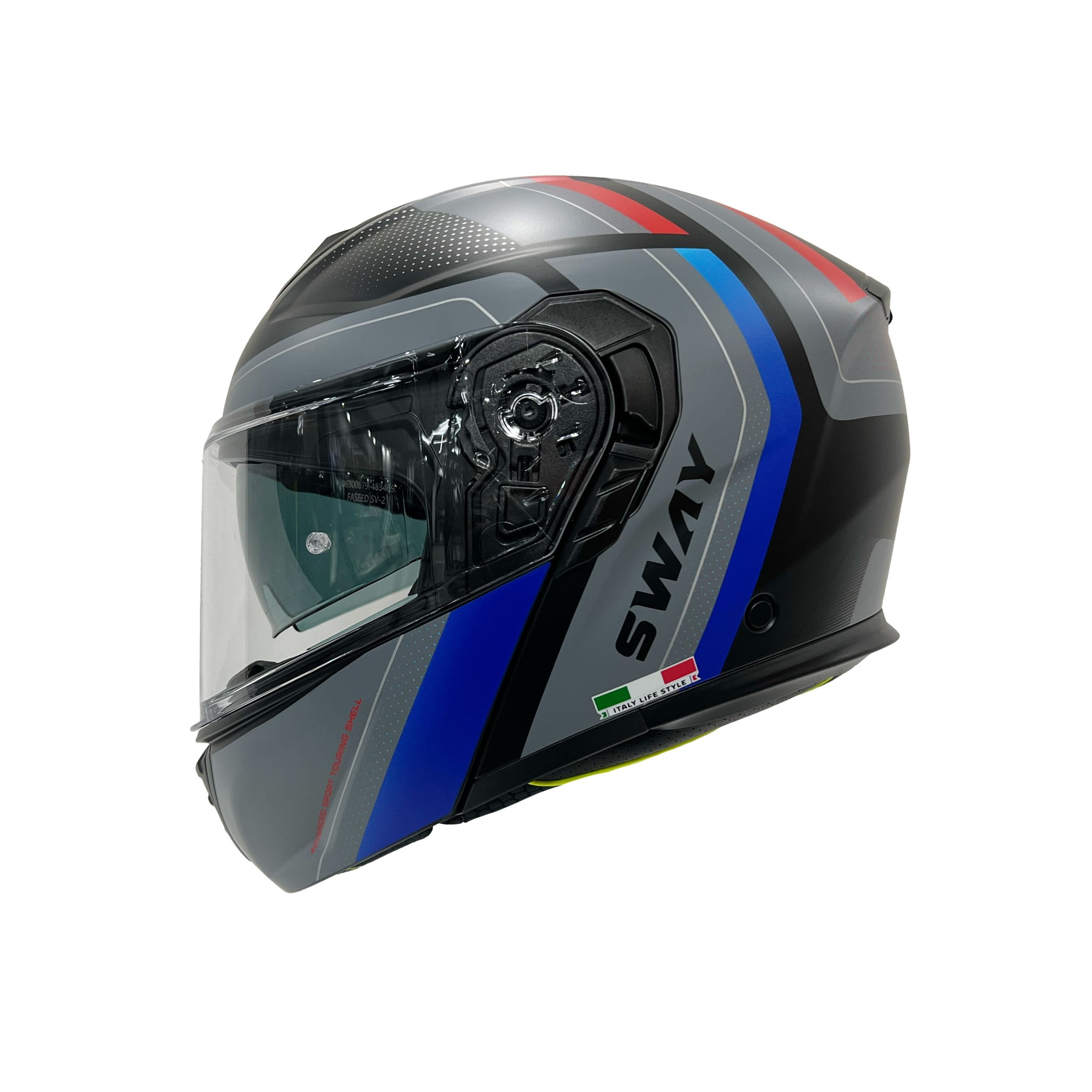 SWAY SW 917 KORE Black Titanium Blue Çene Açılır Kask