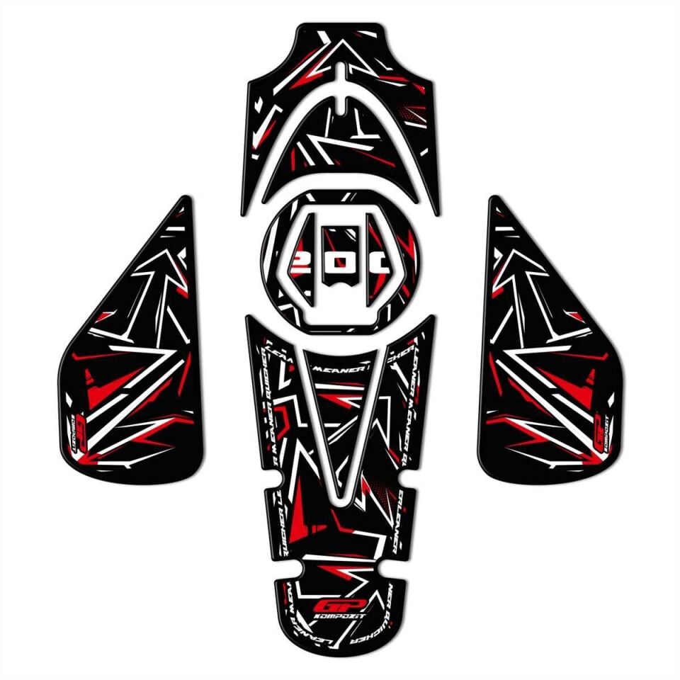 GP Kompozit Bajaj Pulsar NS 200 2011-2024 Uyumlu Tank Pad Seti Kırmızı