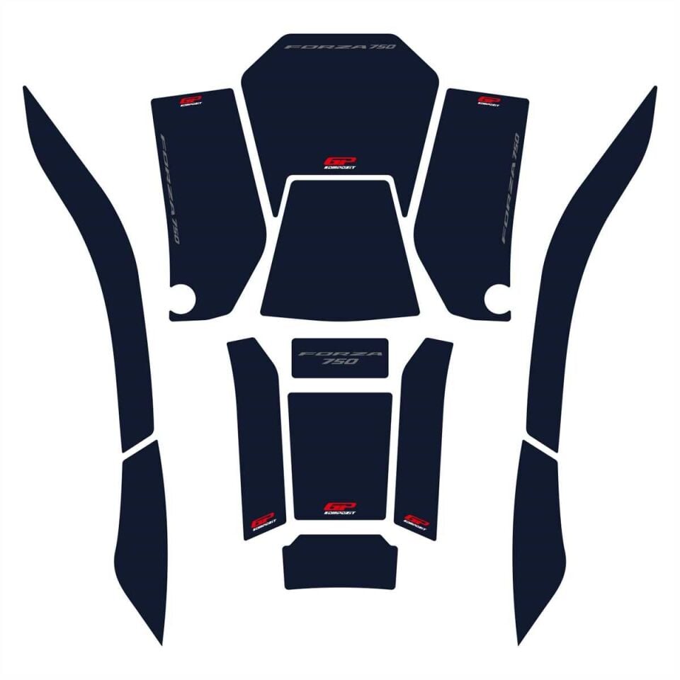 GP Kompozit Honda Forza 750 2021-2024 Uyumlu Tank Pad Seti Lacivert